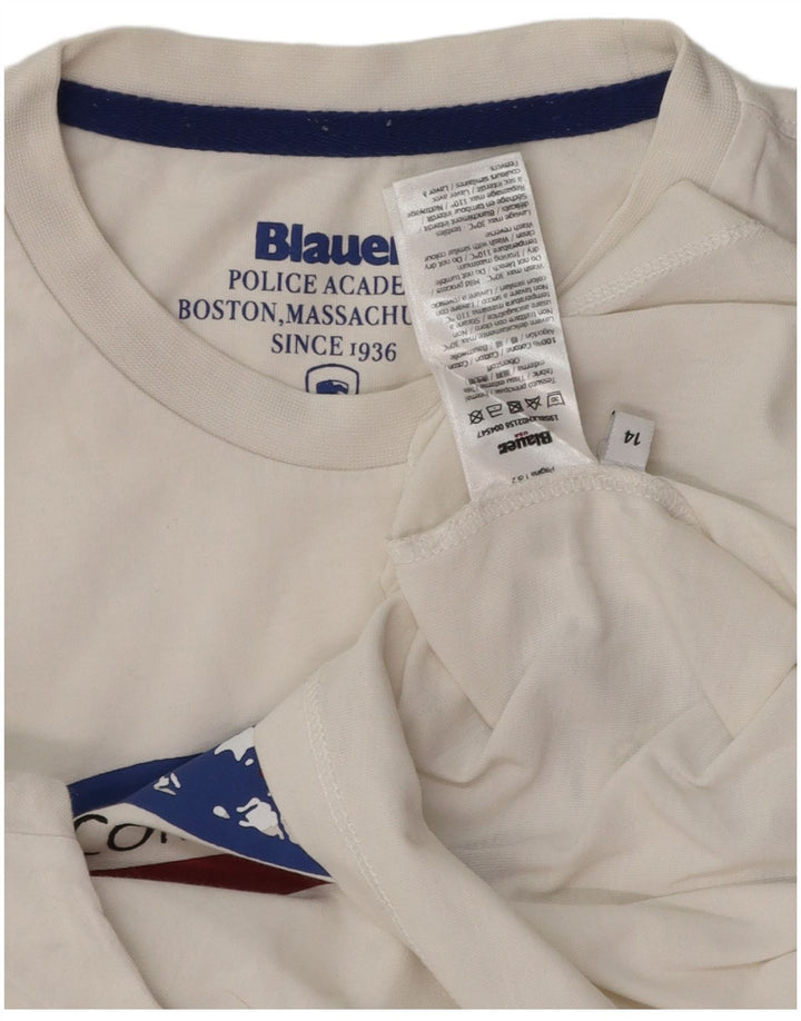 BLAUER Tricou grafic pentru baieti Top 13-14 ani bumbac alb