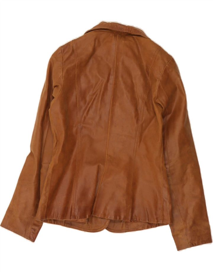 BAY Womens Leather Jacket UK 10 Small Brown Leather Vintage Bay and Second-Hand Bay from Messina Hembry 