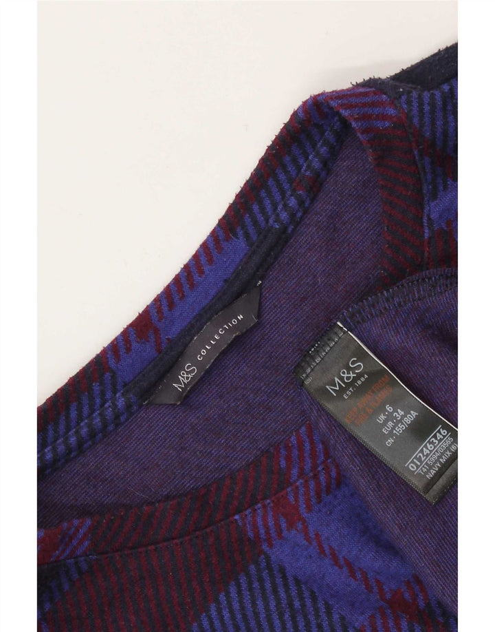 Top pentru femei Marks & Spencer cu mânecă lungă UK 6 XS bleumarin din poliester check