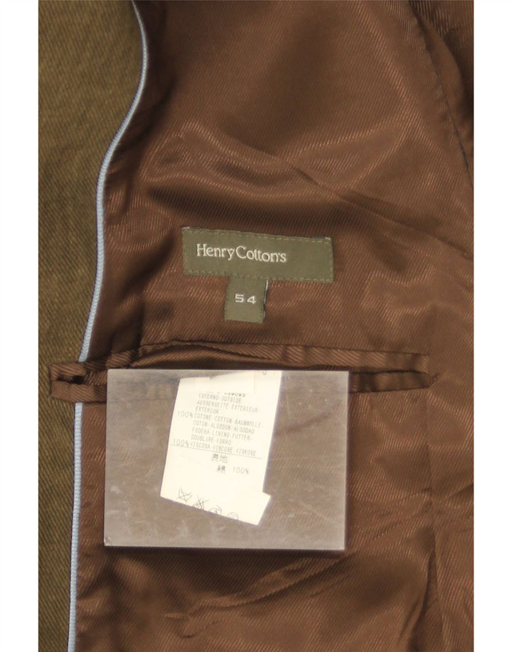 Jachetă pentru bărbați Henry Cottons cu 3 nasturi IT 54 2XL din bumbac kaki