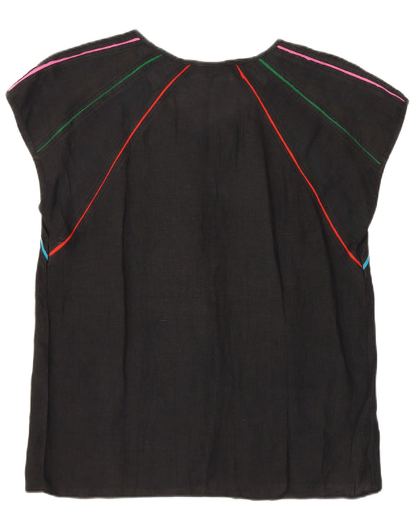 Bluză de cămașă vintage pentru femei IT 40 Small Gri Colorblock In