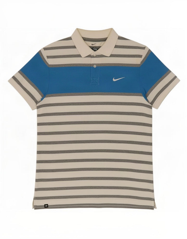 Tricou polo Nike pentru bărbați din bumbac cu dungi albe mari