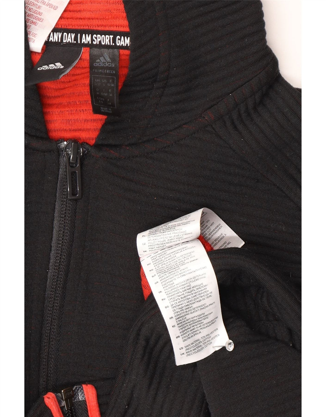 Pulover Adidas pentru băieți, cu fermoar, 13-14 ani, poliester negru