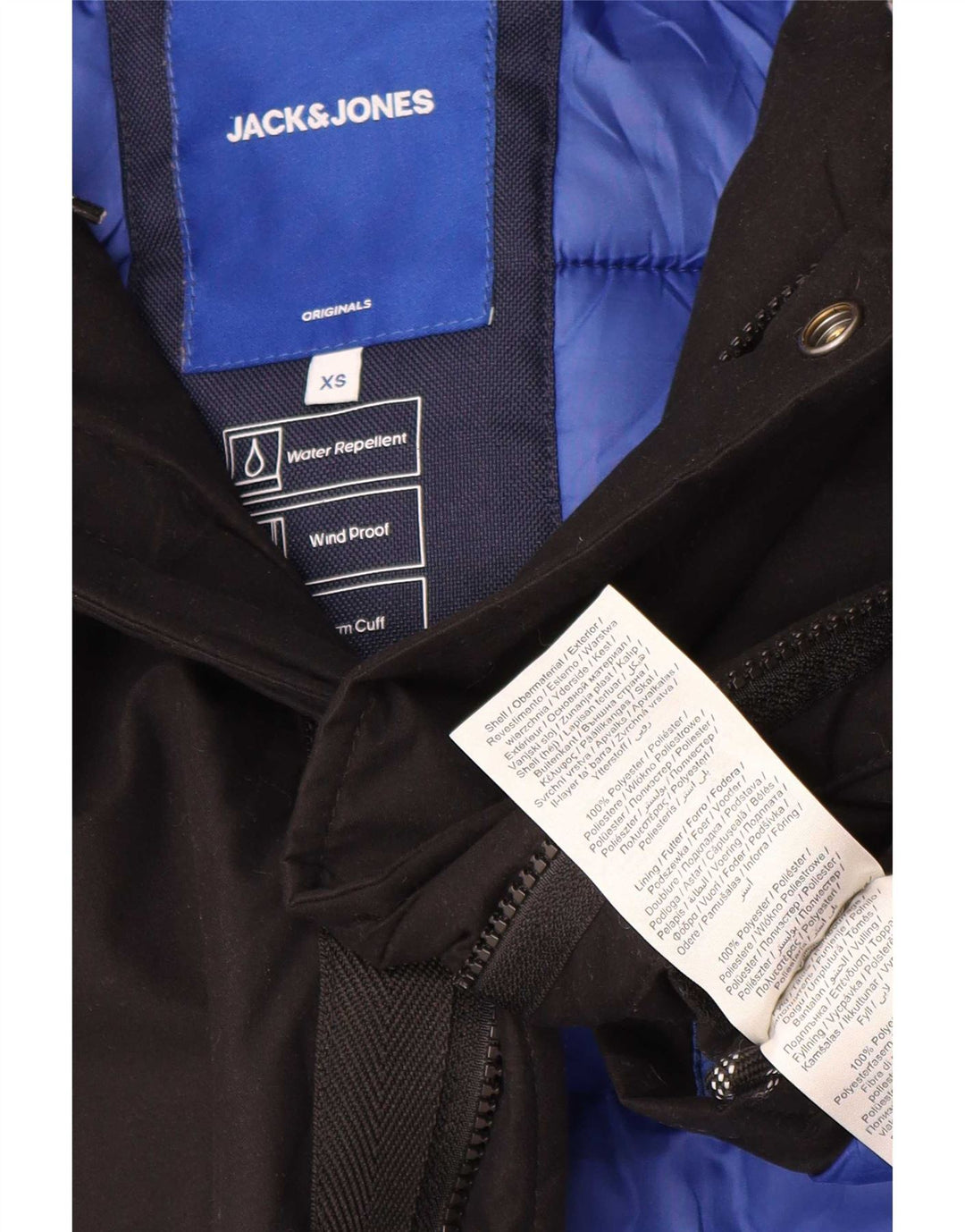Jack & Jones jachetă parka cu glugă pentru bărbați UK 34 XS poliester negru
