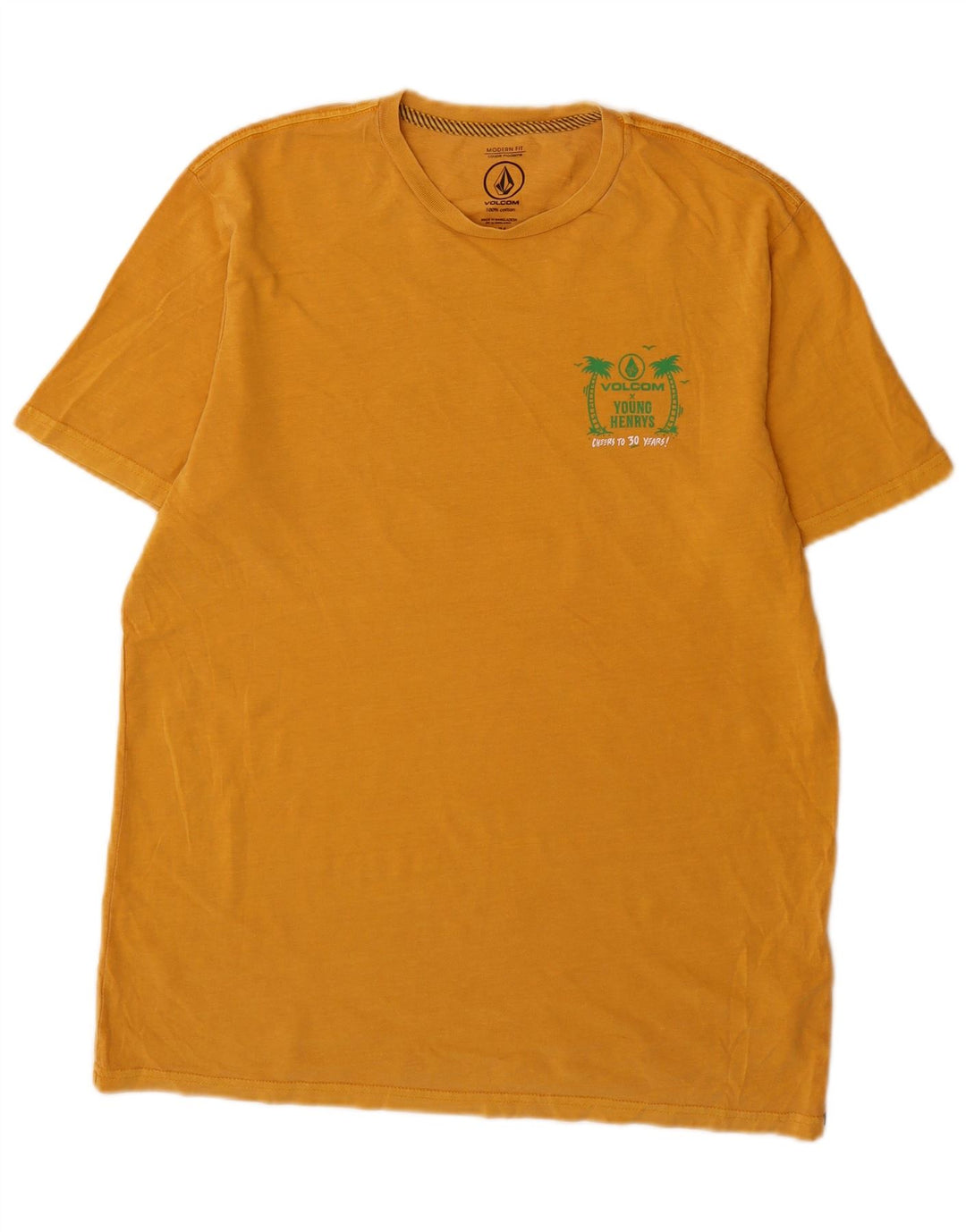 Tricou grafic pentru bărbați Volcom Modern Fit Top din bumbac galben mediu