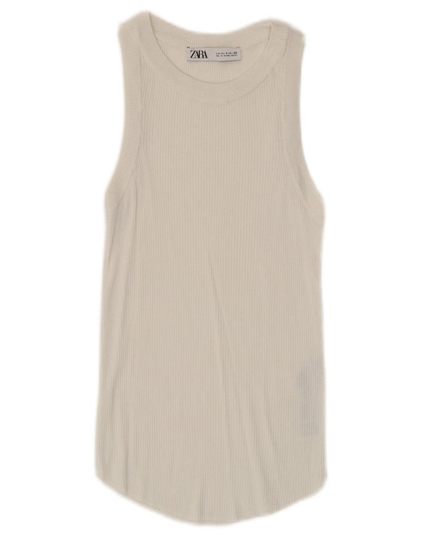 Vest Vest Top Femei Zara UK 8 Small White Viscose