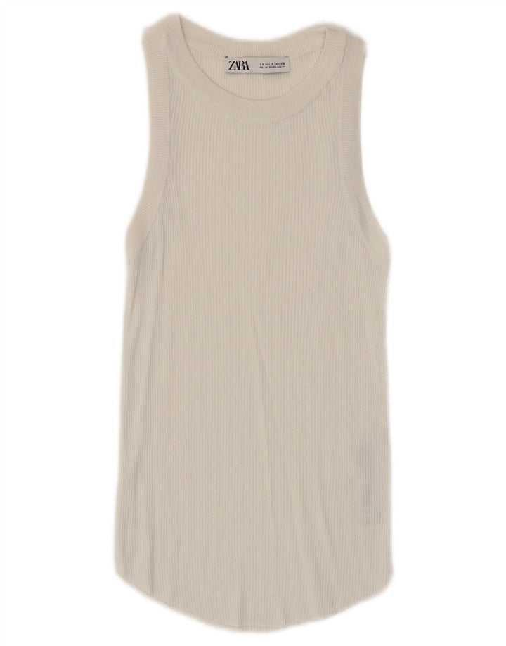 Vest Vest Top Femei Zara UK 8 Small White Viscose