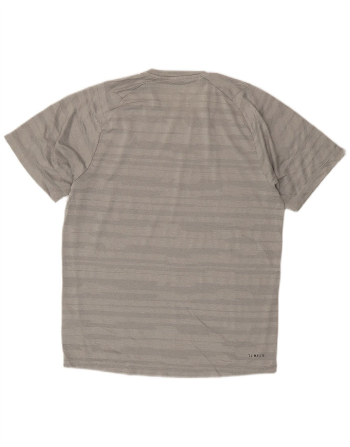 Tricou Adidas Climalite pentru bărbați Top mic, gri, poliester cu dungi