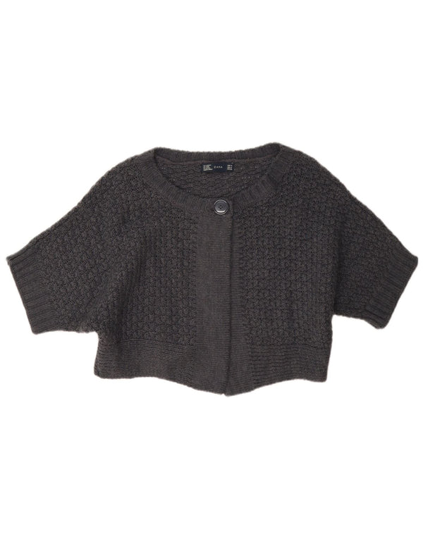 Pulover cardigan Bolero cu mânecă scurtă Zara pentru femei UK 14 Medium Gri Acrilic
