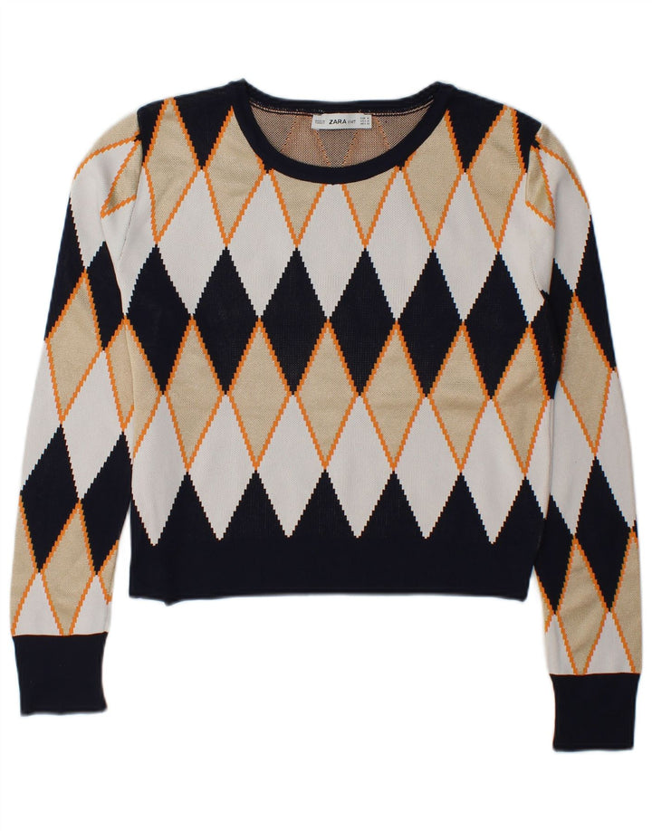Pulover pentru damă Zara cu gât de barcă UK 14 Medium Multicolor