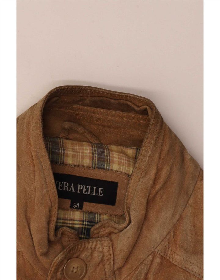 Jachetă de piele pentru bărbați vintage IT 54 2XL piele bej
