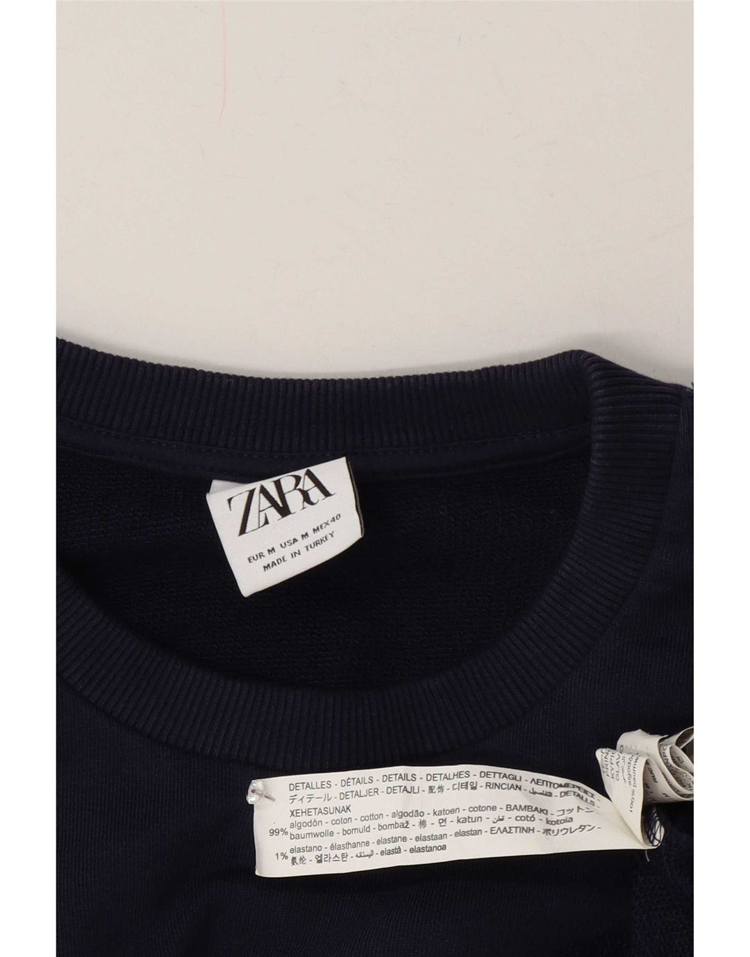 Pulover pentru bărbați Zara, cu grafică, din bumbac color bloc, albastru marin mediu