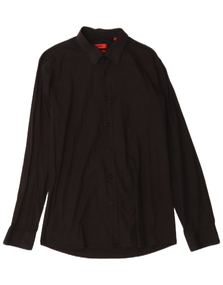 Cămașă pentru bărbați Hugo Boss Slim Fit, mare, negru, bumbac