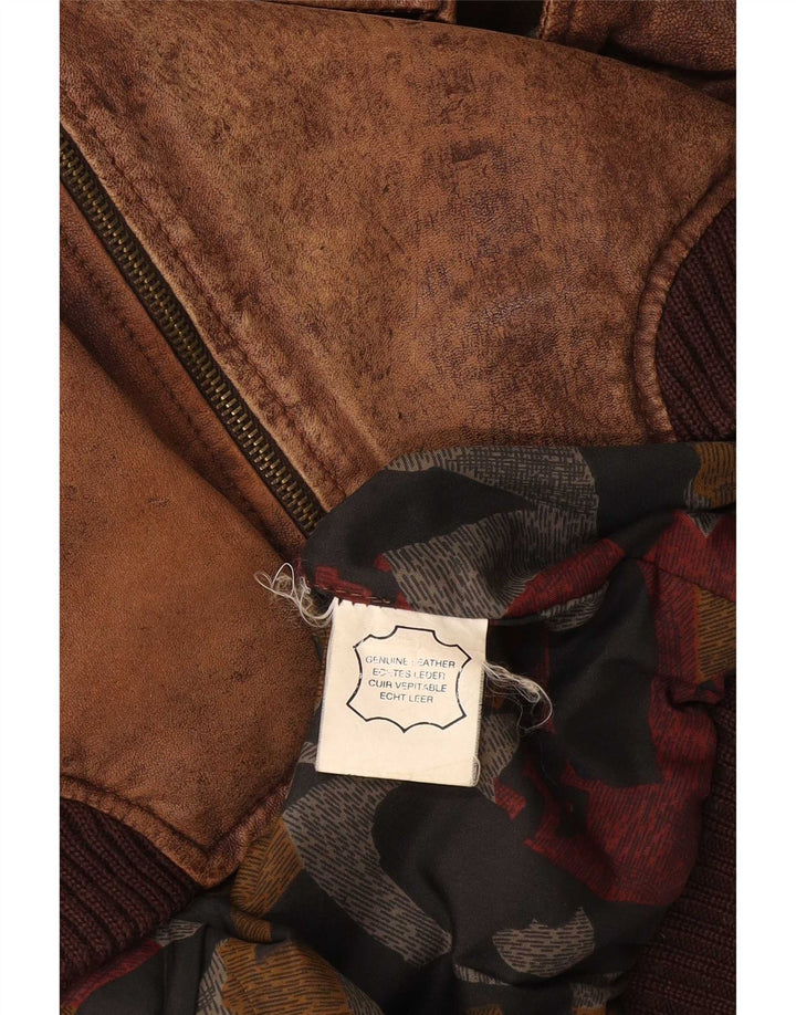 Jachetă de piele vintage pentru bărbați UK 44 2XL piele maro
