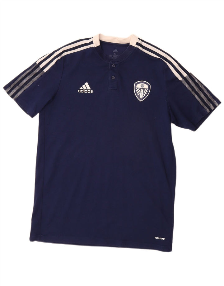 Tricou ADIDAS pentru bărbați, clubul de fotbal Leeds united, top mediu din bumbac bleumarin