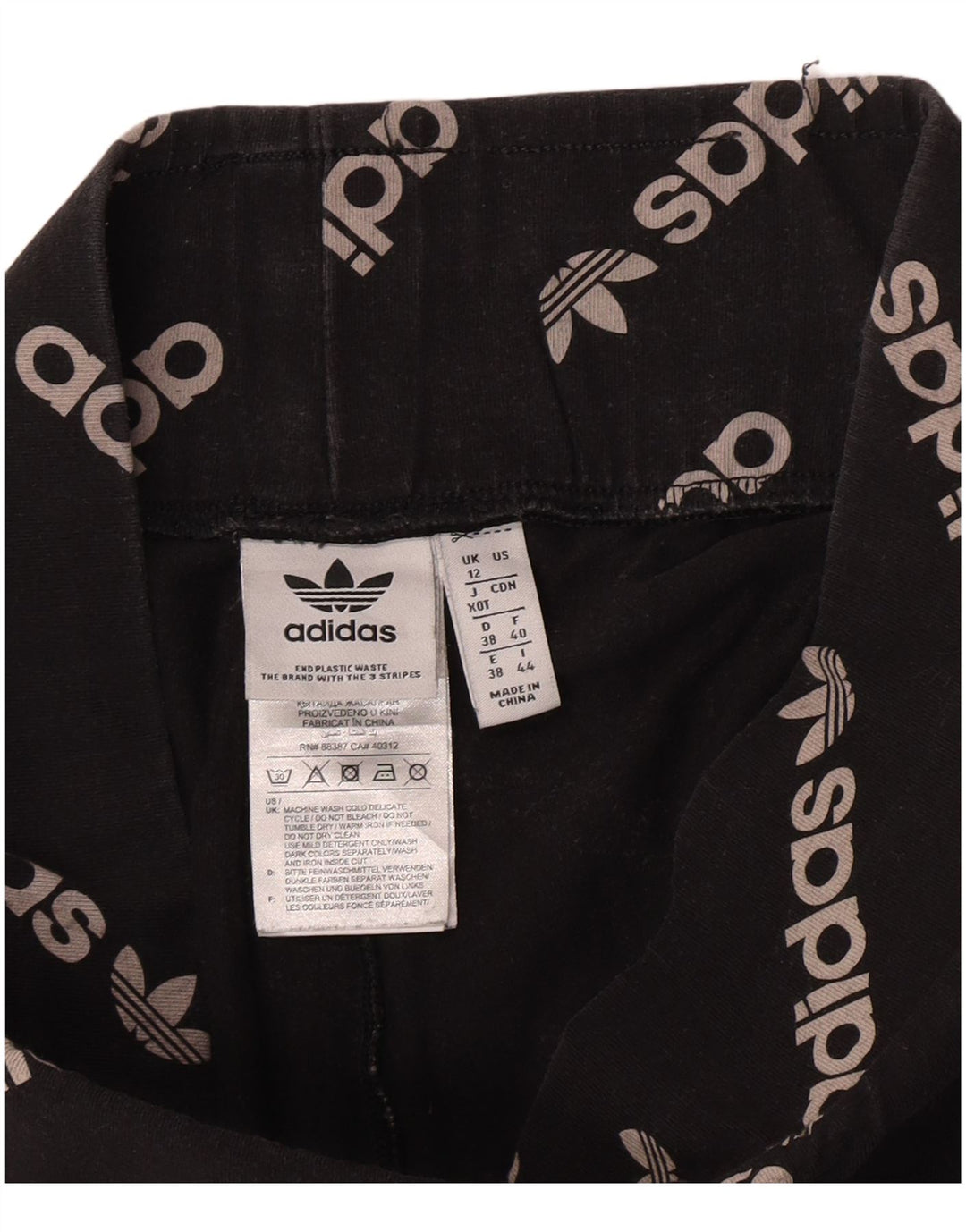 Leggings grafic Adidas pentru femei UK 12, bumbac mediu negru