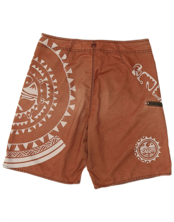 Pantaloni scurți de înot grafic Quiksilver pentru bărbați, maro mediu, poliester geometric