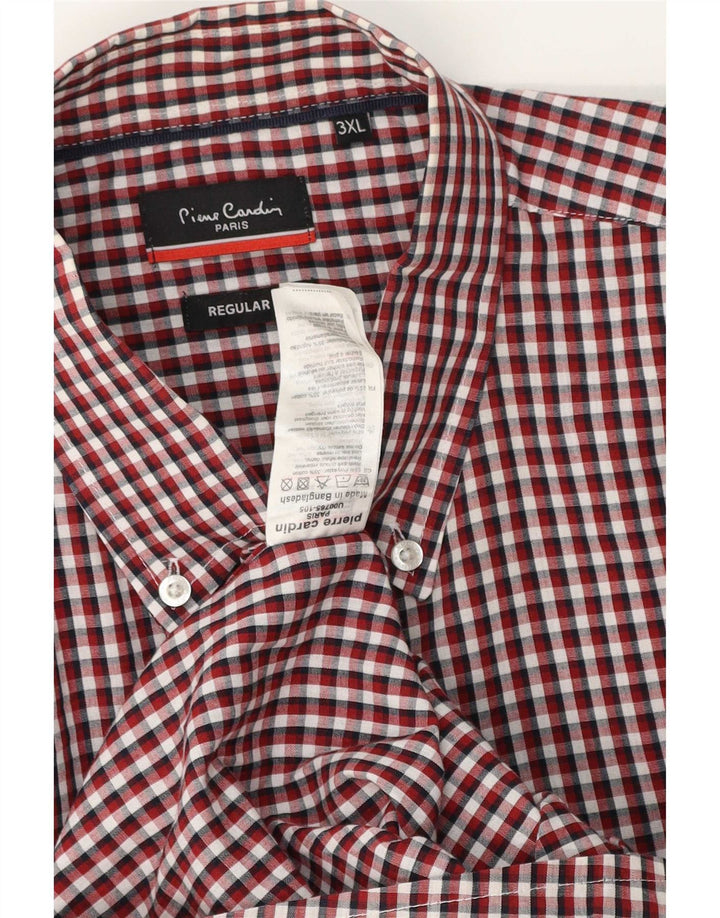 Cămașă cu mânecă scurtă pentru bărbați Pierre Cardin, cu formă normală, 3XL, poliester cu carouri roșii