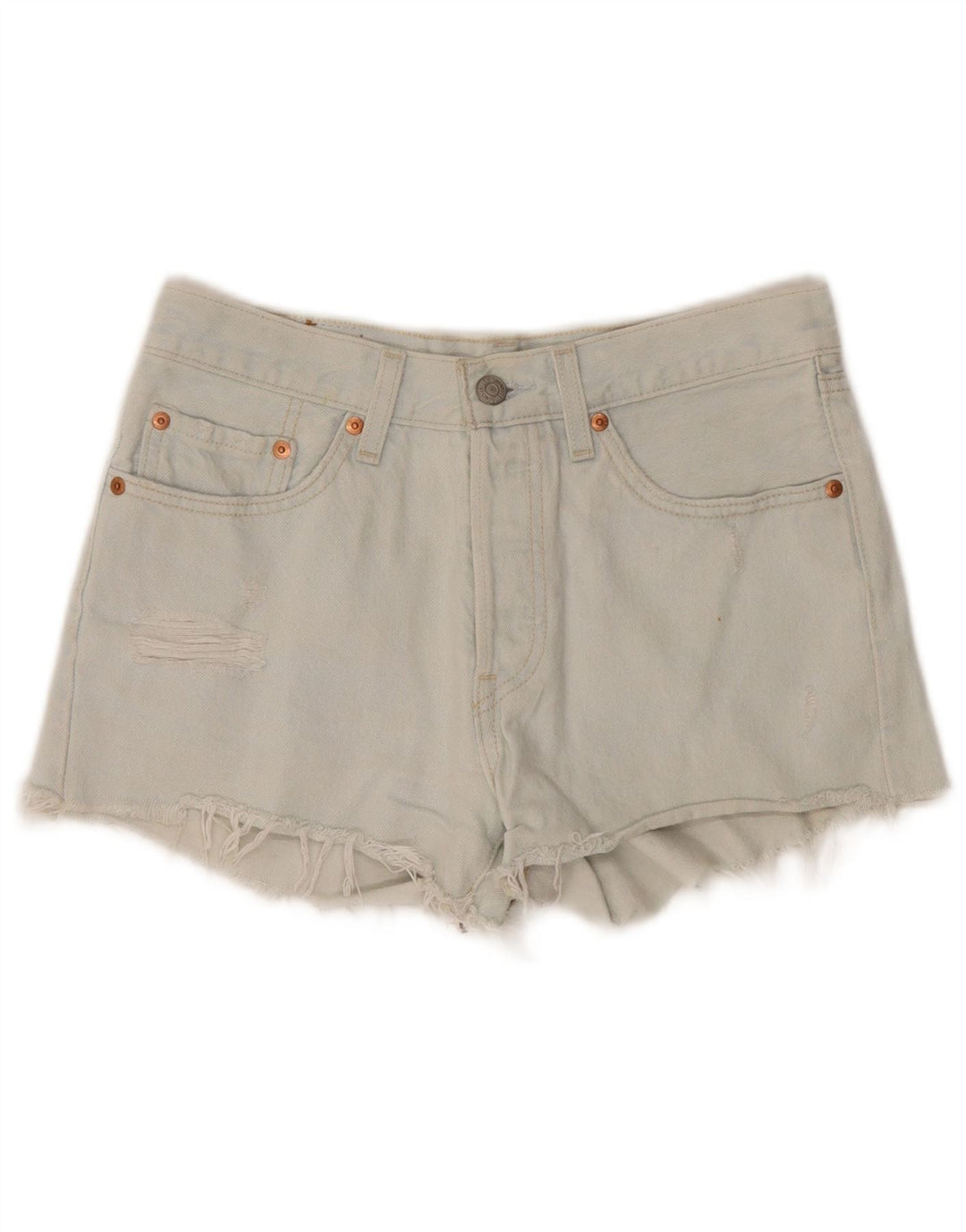 Pantaloni scurți Levi's 501 din denim distressed W26 Small Blue Bumbac