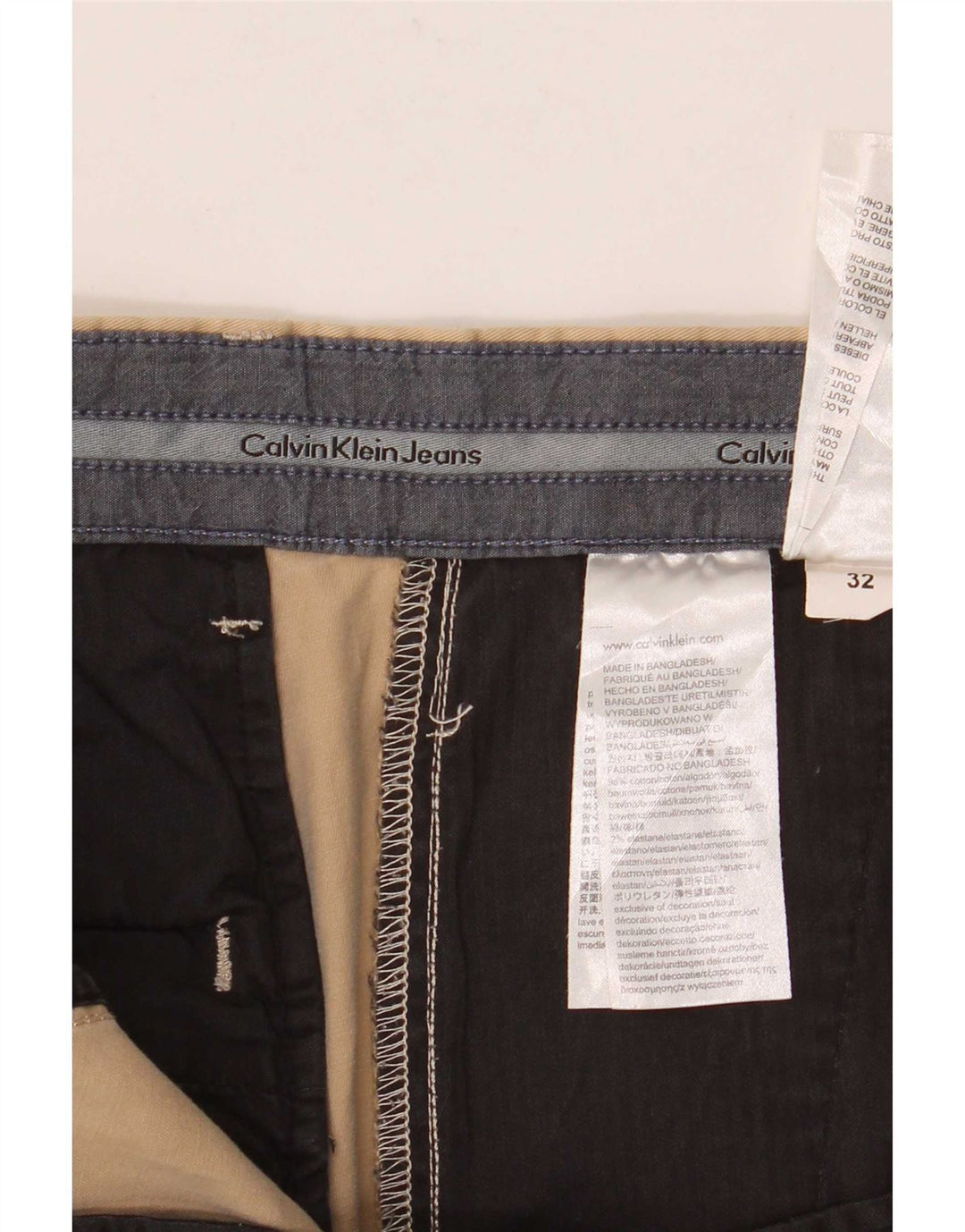 Pantaloni scurți chino Calvin Klein pentru bărbați W32, bumbac mediu bej