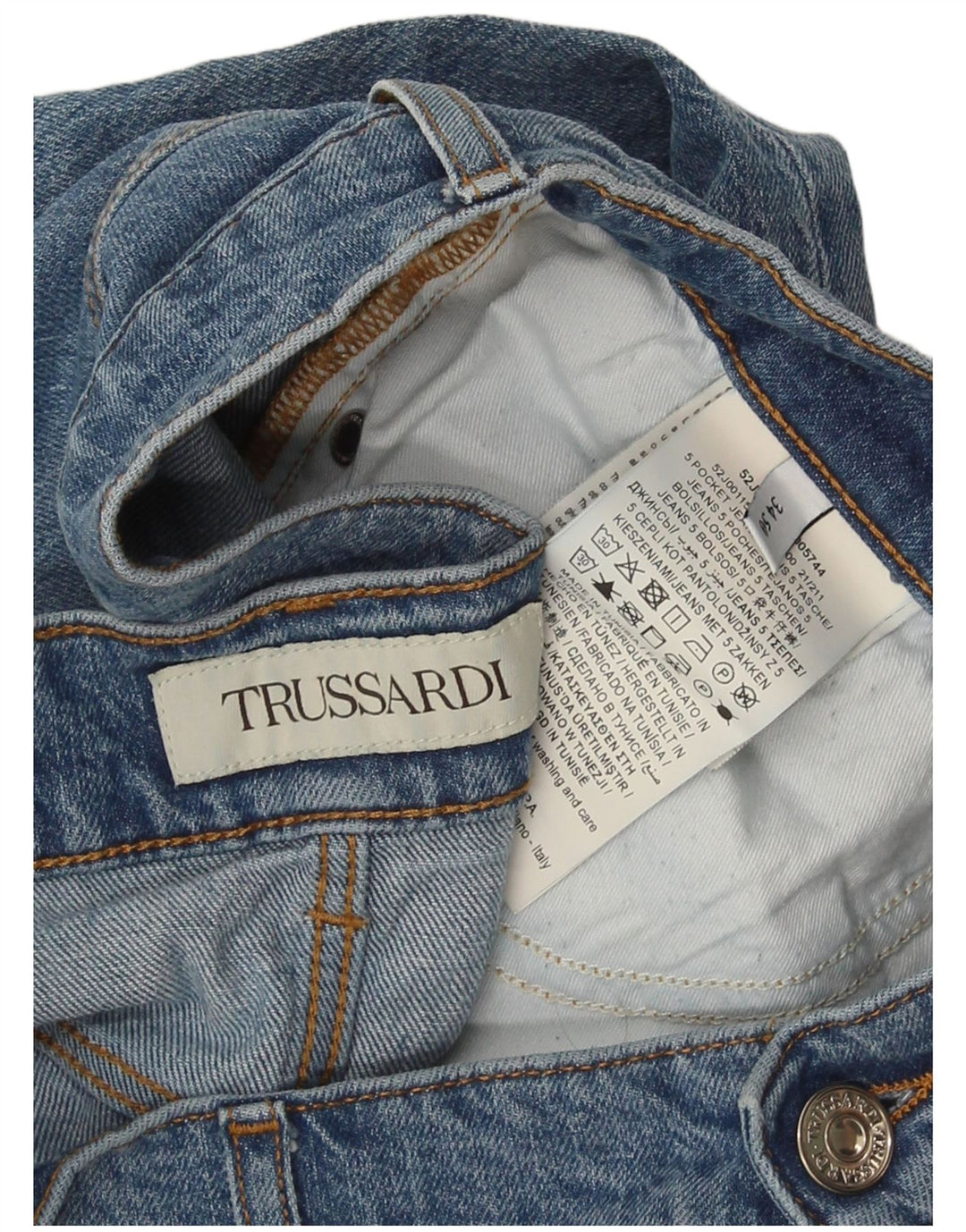 Trussardi Blugi Slim Distressed pentru bărbați W34 L31 Albastru