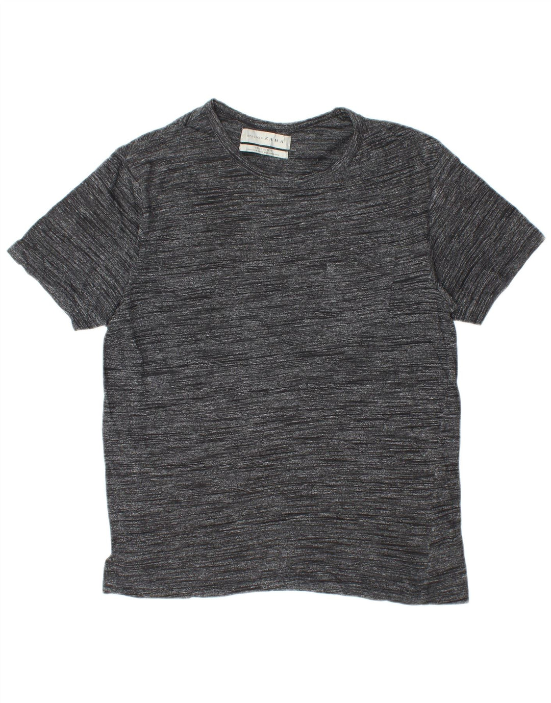 ZARA Mens T-Shirt Top Medium Black Flecked Cotton