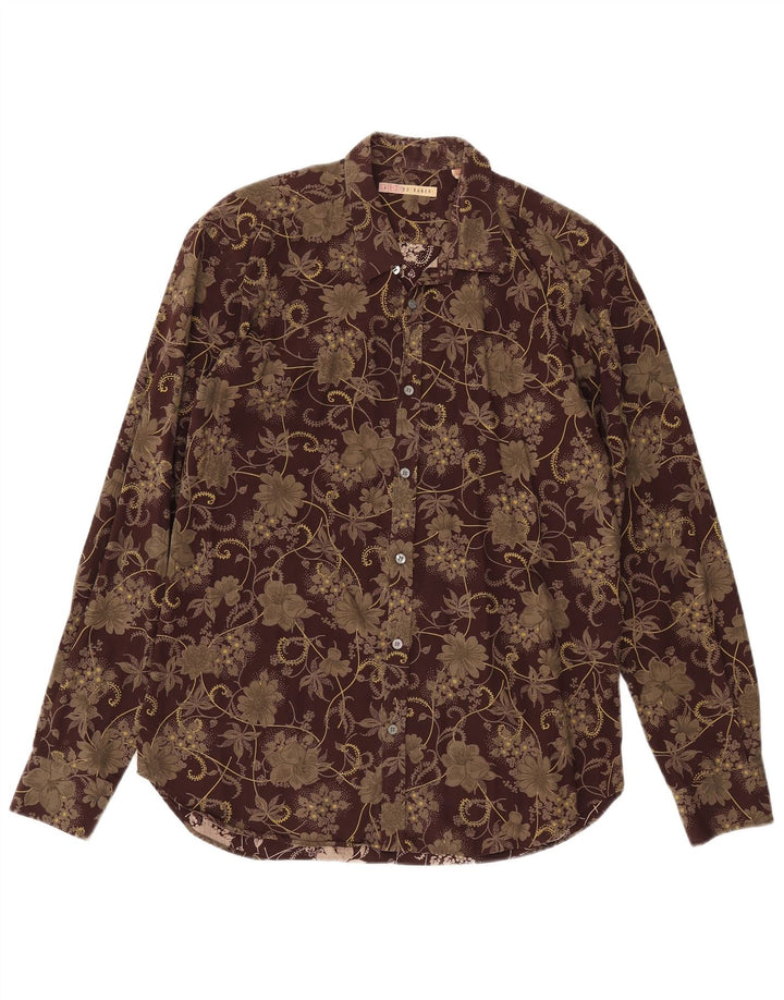 Cămașă pentru bărbați Ted Baker, mărime 4, mare, maro, bumbac floral