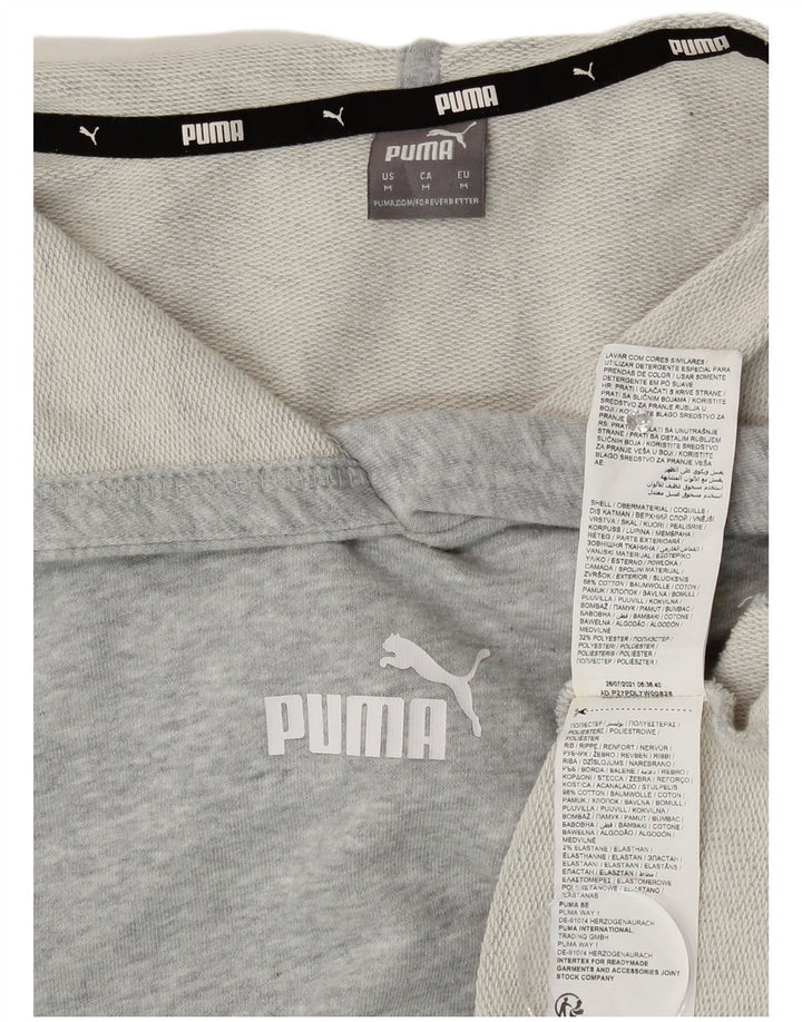 Jumper Puma Crop Graphic Oversized Hoodie pentru femei UK 14 Medium Gri Bumbac