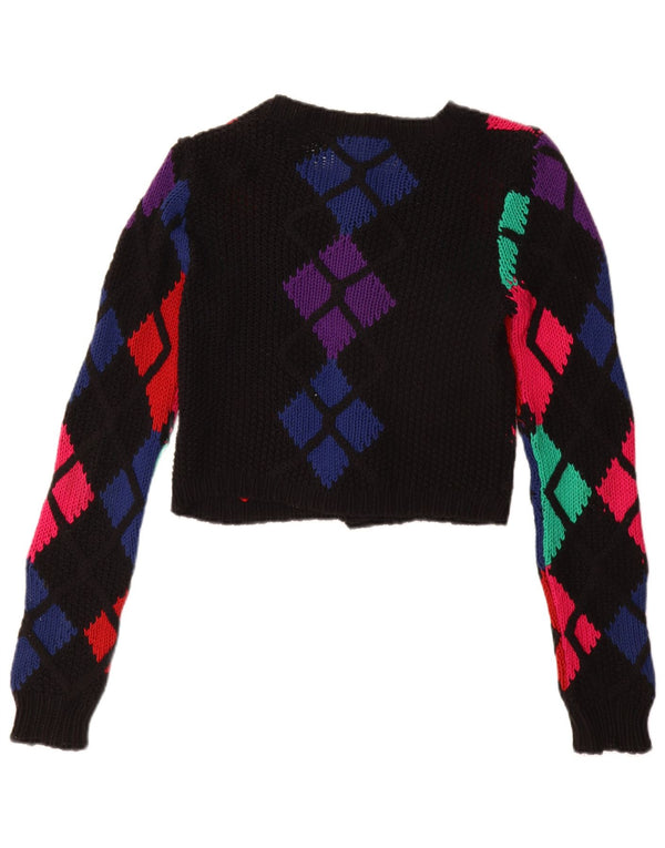 HOBBS Pulover Crop Cardigan pentru Femei UK 8 Mic Negru Argyle/Diamond Bumbac