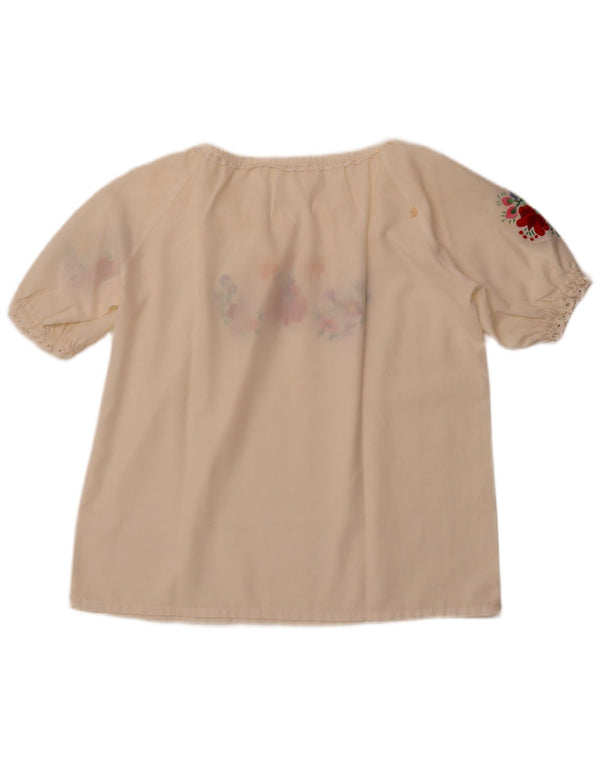 Bluză pentru femei VINTAGE UK 16, mare, alb, cu flori