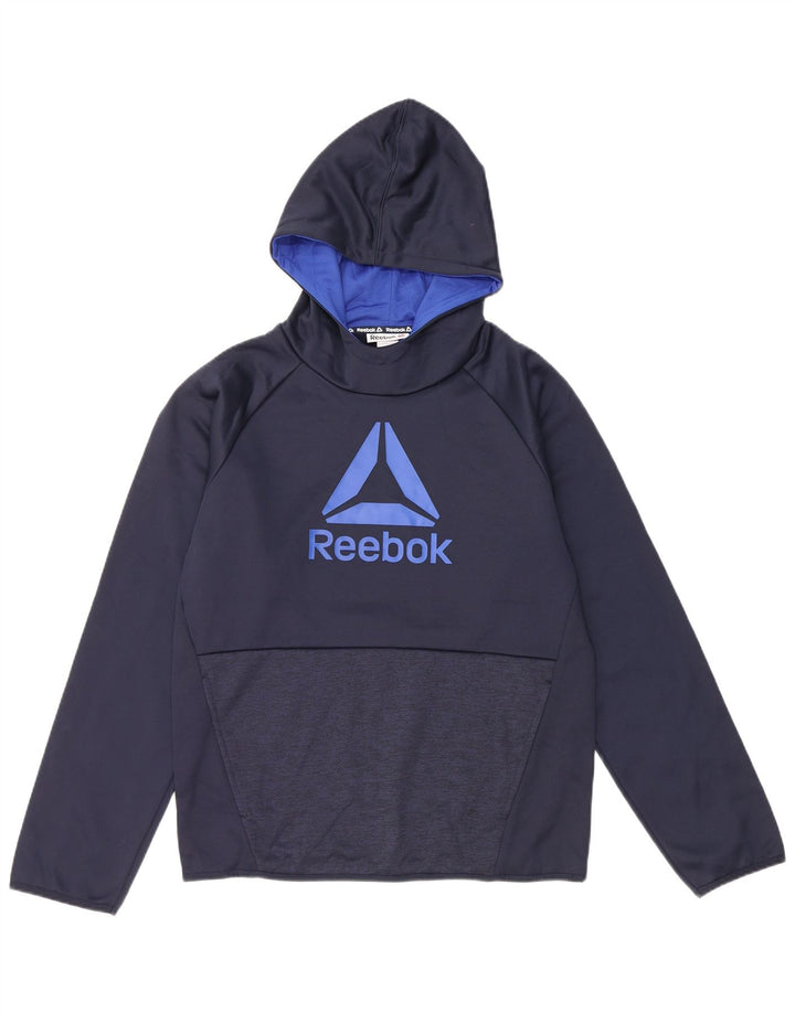 Pulover cu glugă grafic REEBOK pentru băieți 15-16 ani 2XL bleumarin poliester