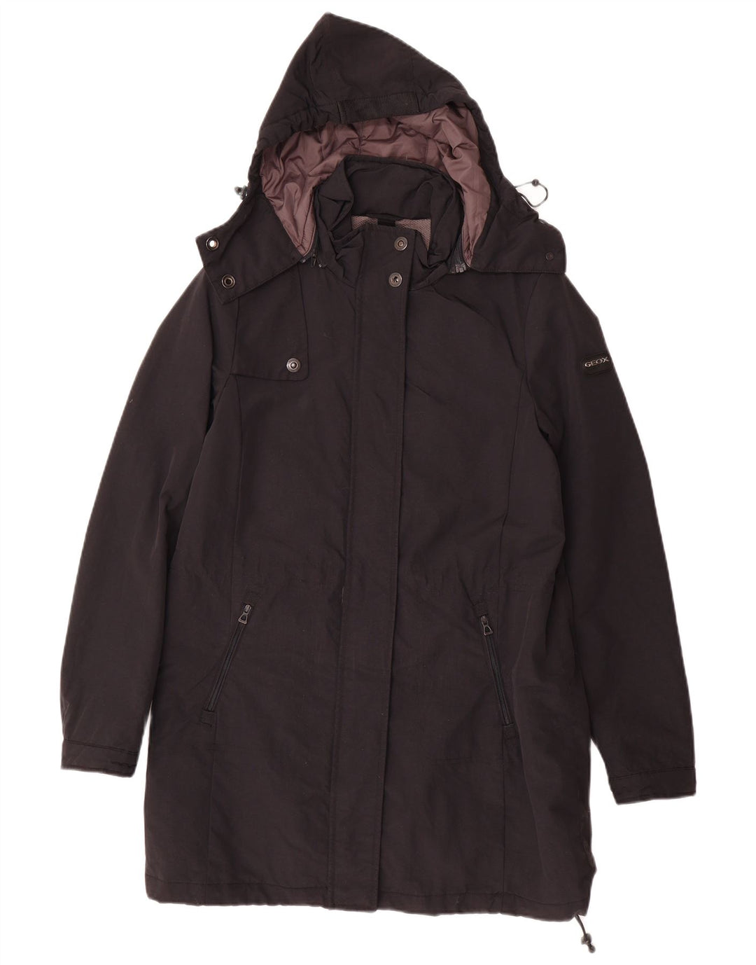 GEOX RESPIRA Jachetă de vânt cu glugă pentru femei UK 6 XS Poliamidă neagră