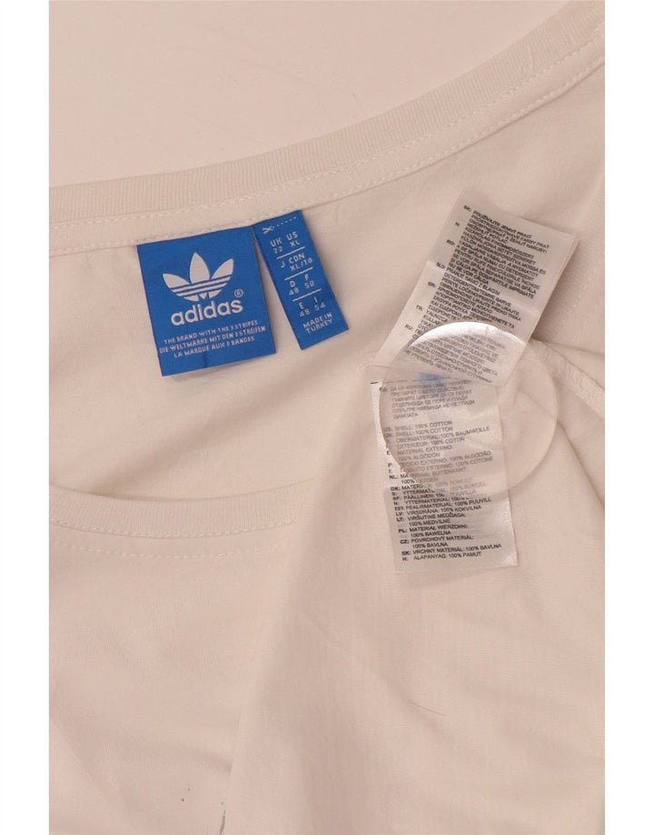 Tricou grafic ADIDAS pentru femei cu paragate Top UK 22 XL Bumbac alb