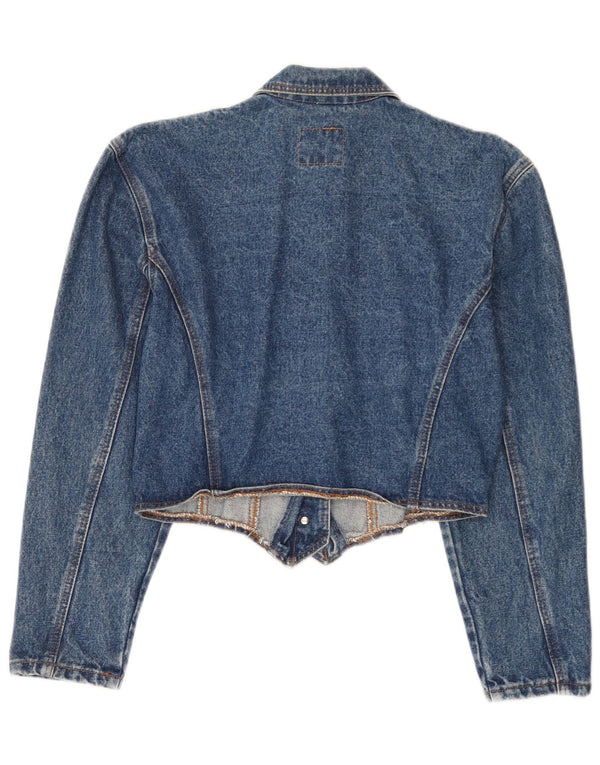 Doringo Jachetă de denim crop pentru femei UK 10 Small Blue Bumbac