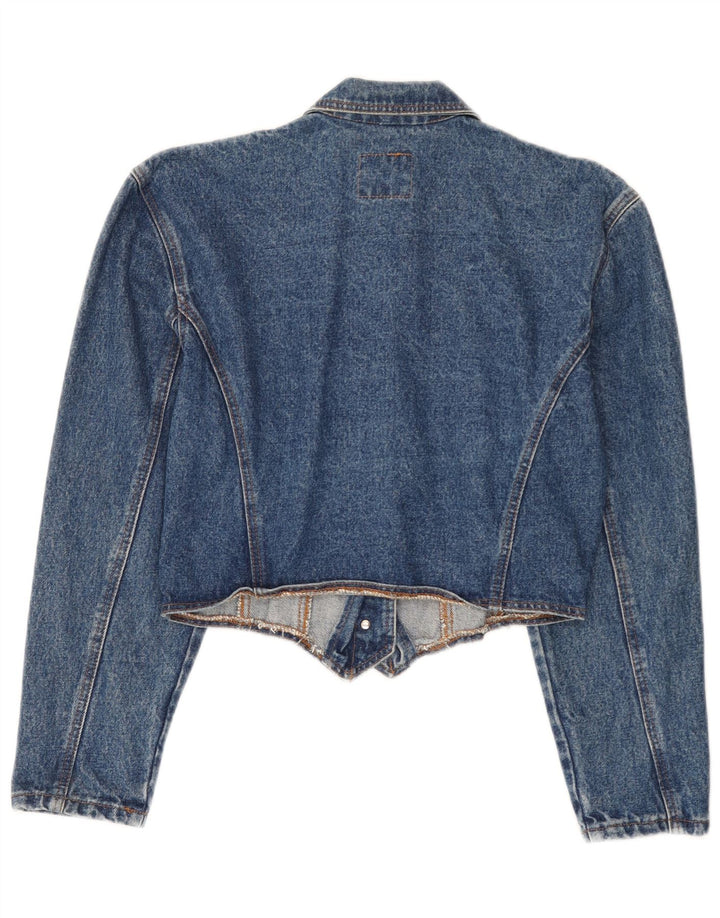 Doringo Jachetă de denim crop pentru femei UK 10 Small Blue Bumbac