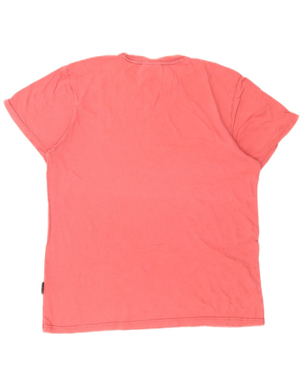 Tricou grafic Schott pentru bărbați Top mare din bumbac roz