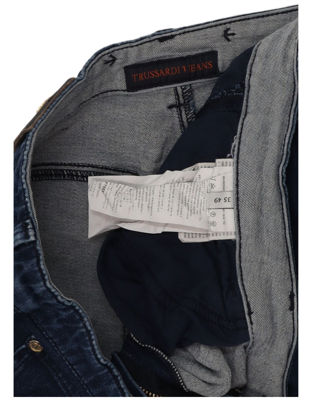 Blugi subțiri TRUSSARDI pentru femei IT 49 XL W35 L32 bleumarin Poliester