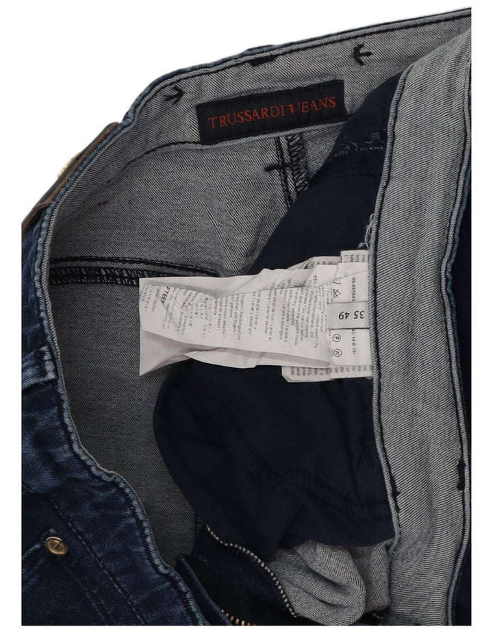 Blugi subțiri TRUSSARDI pentru femei IT 49 XL W35 L32 bleumarin Poliester