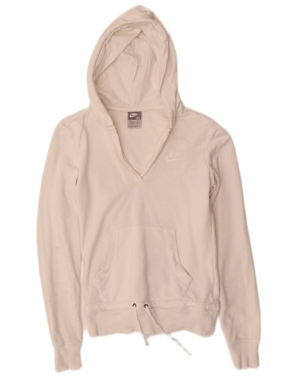 Pulover Nike pentru femei, cu formă lejeră, cu glugă, UK 6/8 XS, bumbac alb