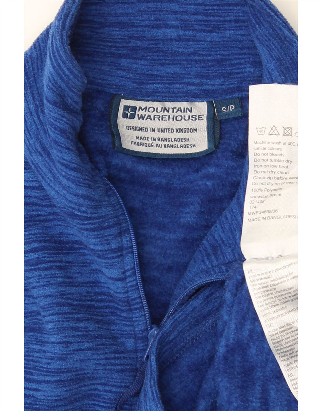 MOUNTAIN WAREHOUSE Pulover pentru bărbați, cu fermoar, cu lână, albastru, pete