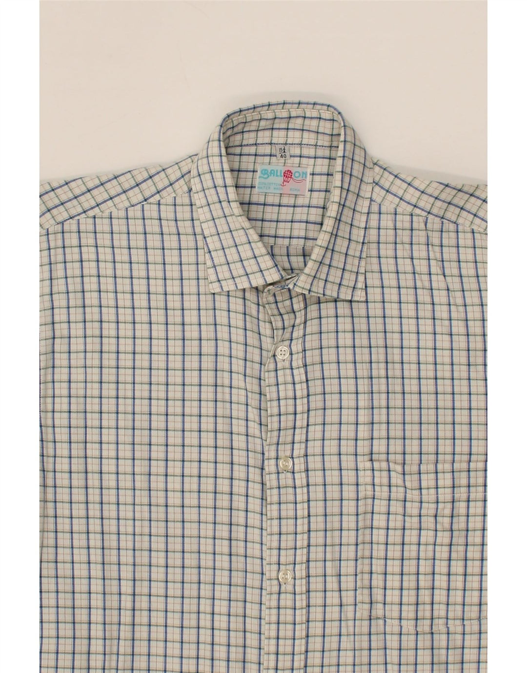 BALLOON Mens Shirt SIze 15 3/4 40 Medium White Check Cotton Vintage Balloon and Second-Hand Balloon from Messina Hembry 