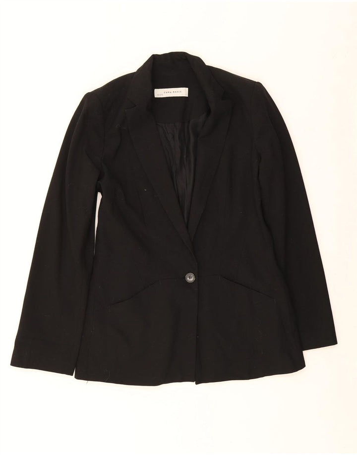 Jachetă ZARA pentru femei, cu 1 nasture, UK 12 Poliester mediu negru