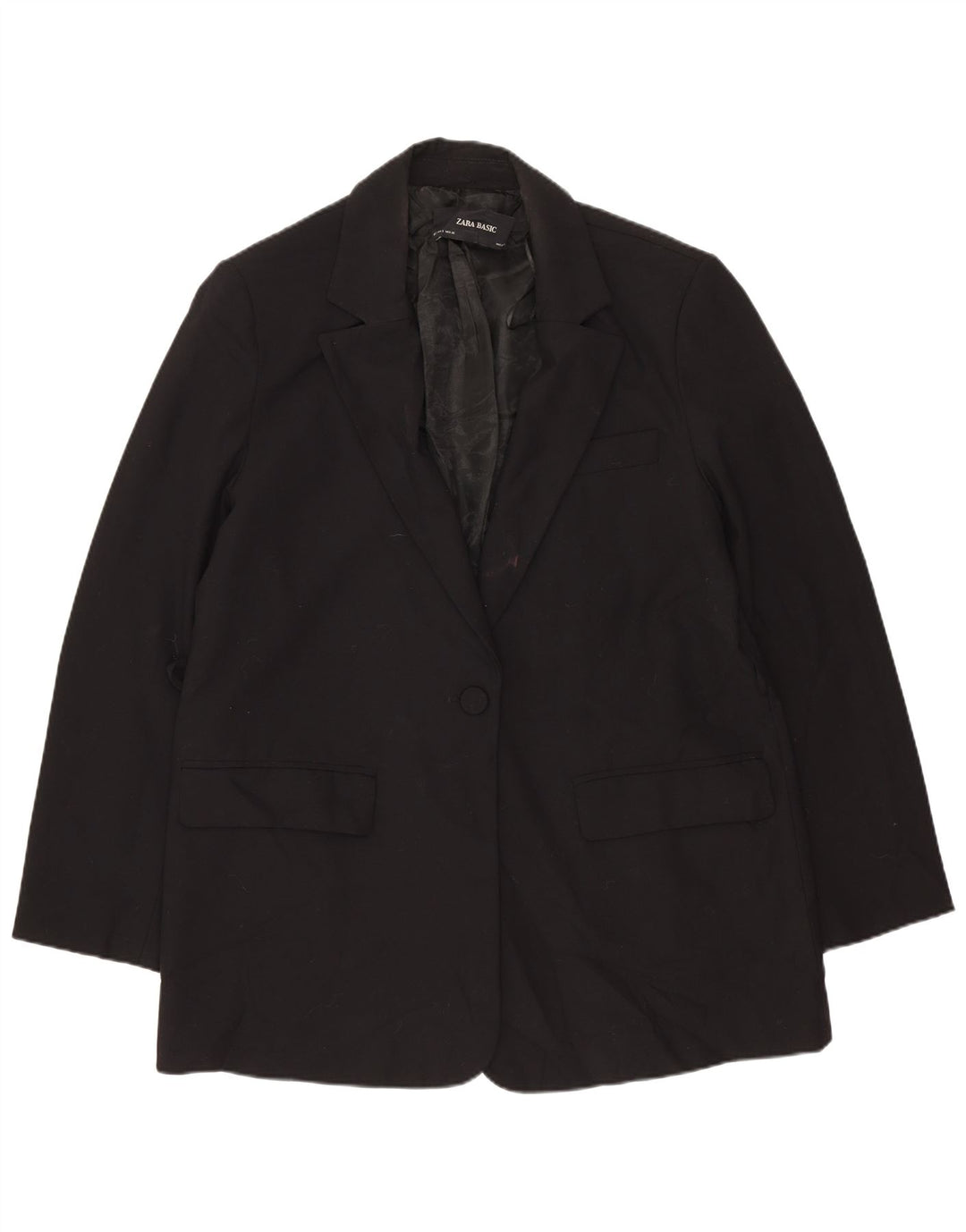 Blazer pentru femei Zara cu 1 nasture UK 14 Poliester mediu negru
