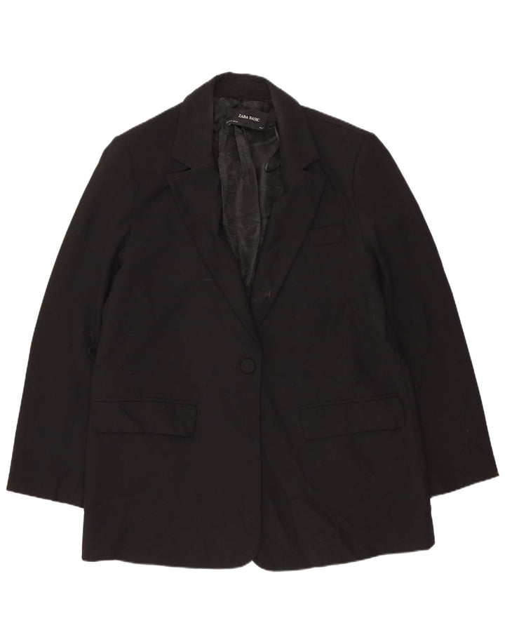 Blazer pentru femei Zara cu 1 nasture UK 14 Poliester mediu negru