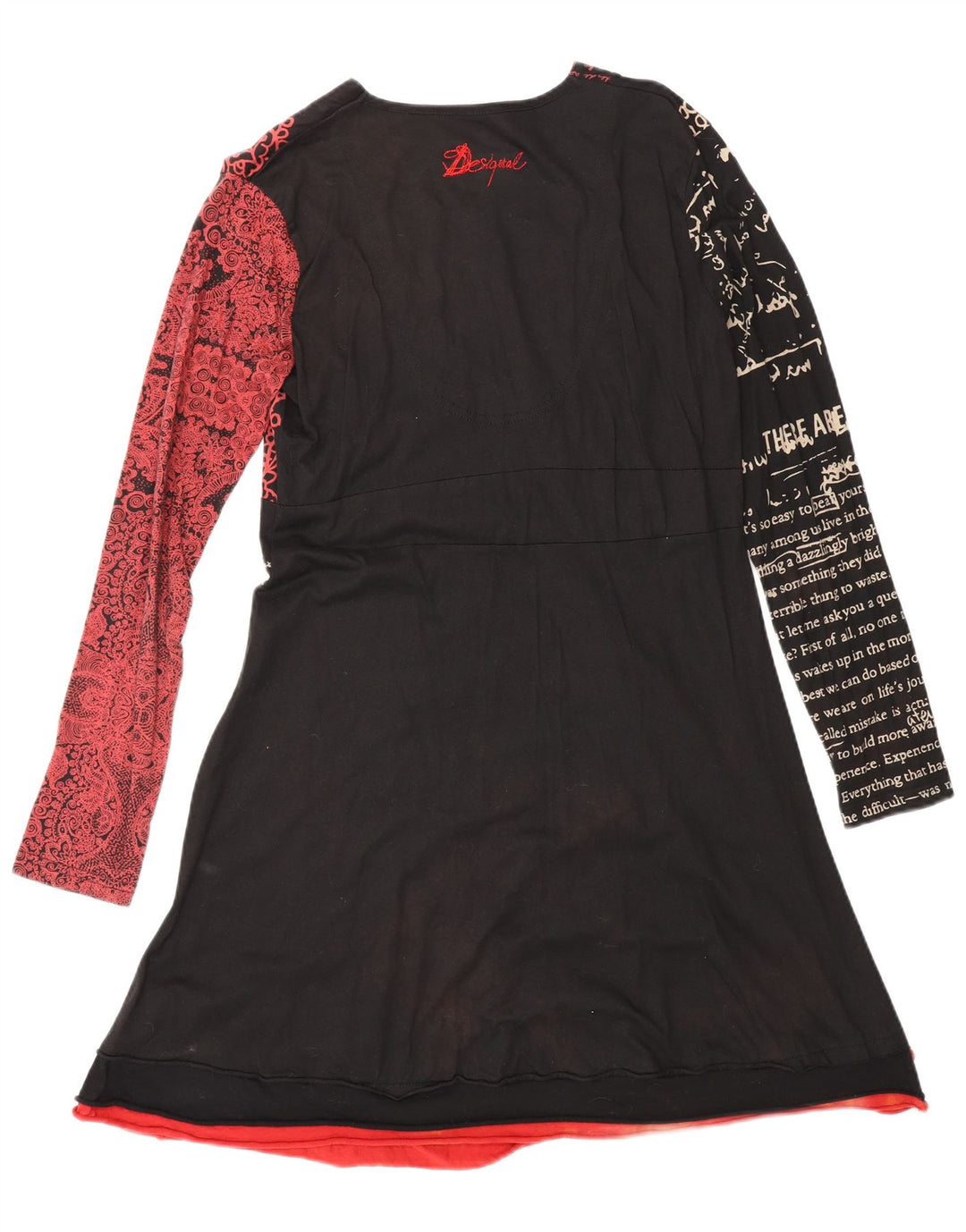 DESIGUAL Rochie A-Line cu mânecă lungă pentru femei UK 18 XL Negru Paisley