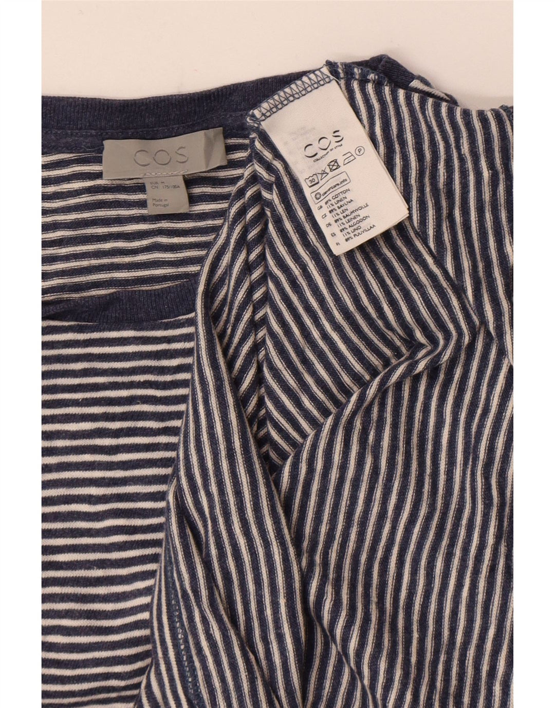Tricou pentru bărbați Cos Top Medium Blue Striped Bumbac