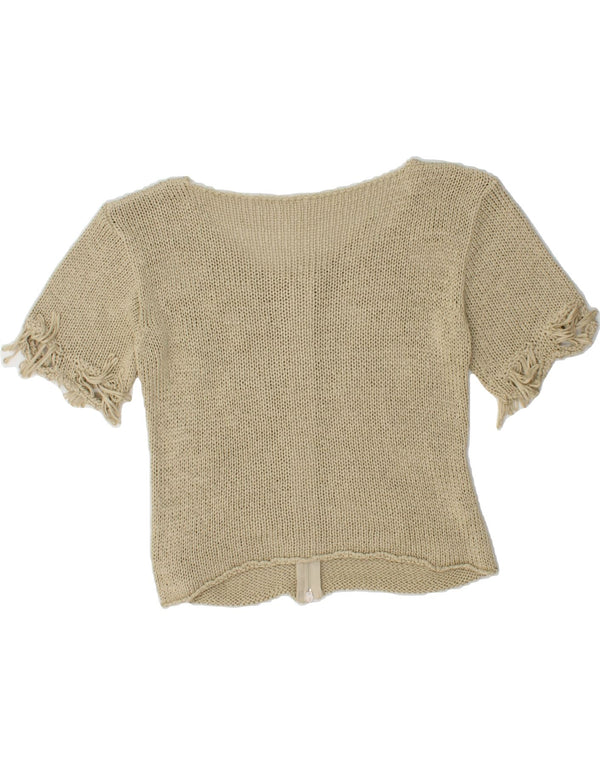 Pulover cardigan cu mânecă scurtă pentru femei VINTAGE UK 10 mic bumbac bej