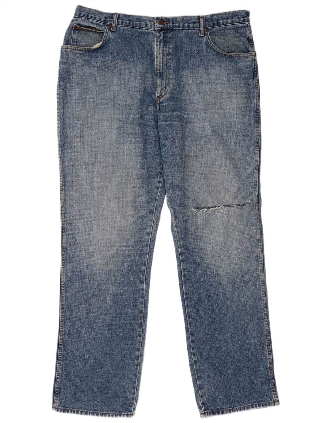 Blugi drepte pentru bărbați Wrangler Texas Distressed W40 L32 Bumbac albastru