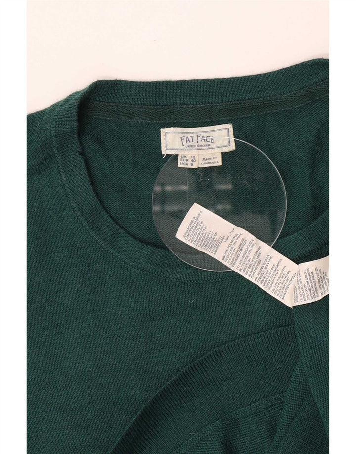 Pulover pentru femei Fat Face cu decolteu triplu UK 12 Poliester verde mediu