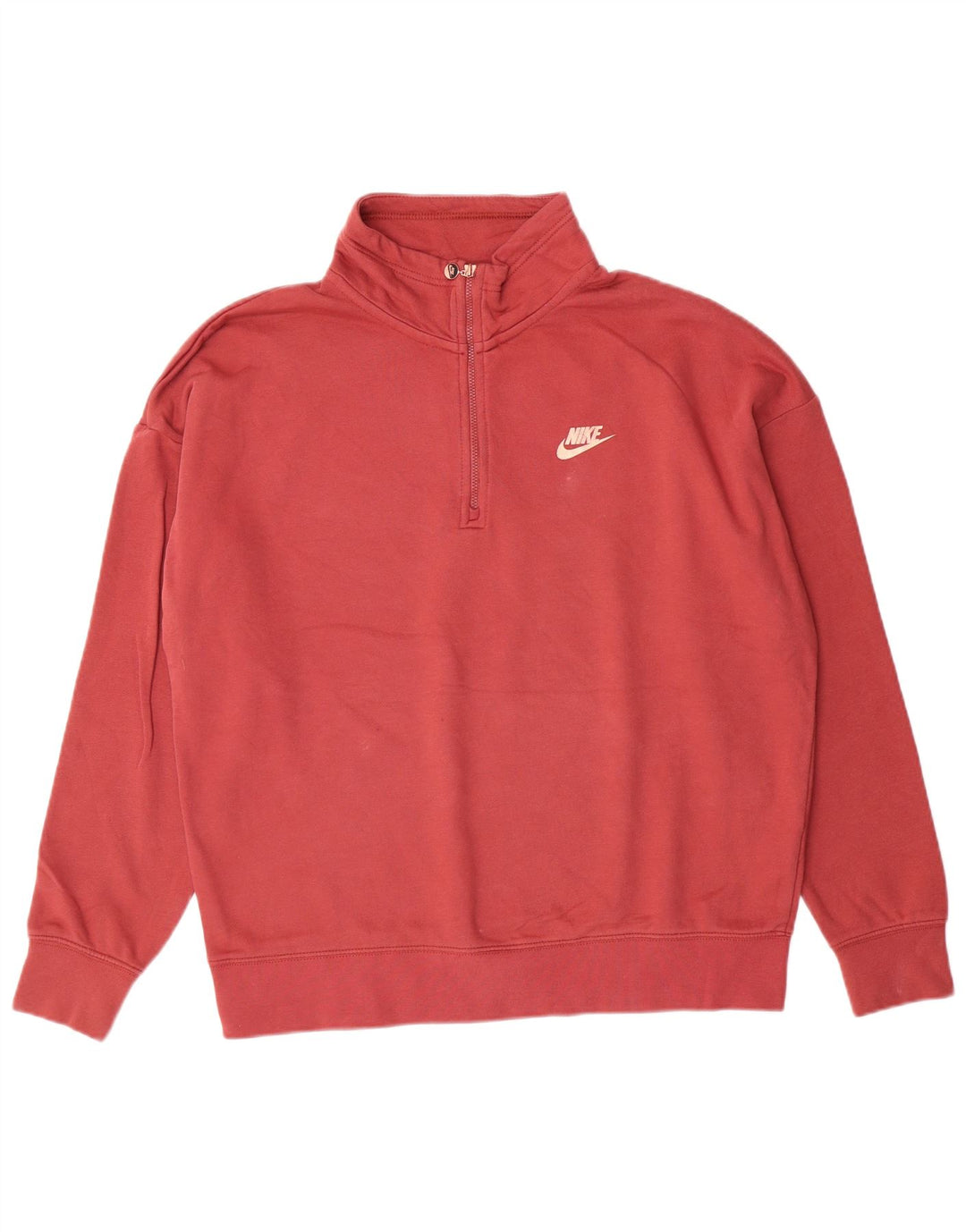 Pulover NIKE pentru femei, supradimensionat, cu grafic, cu fermoar, cu gât, UK 10, roz mic